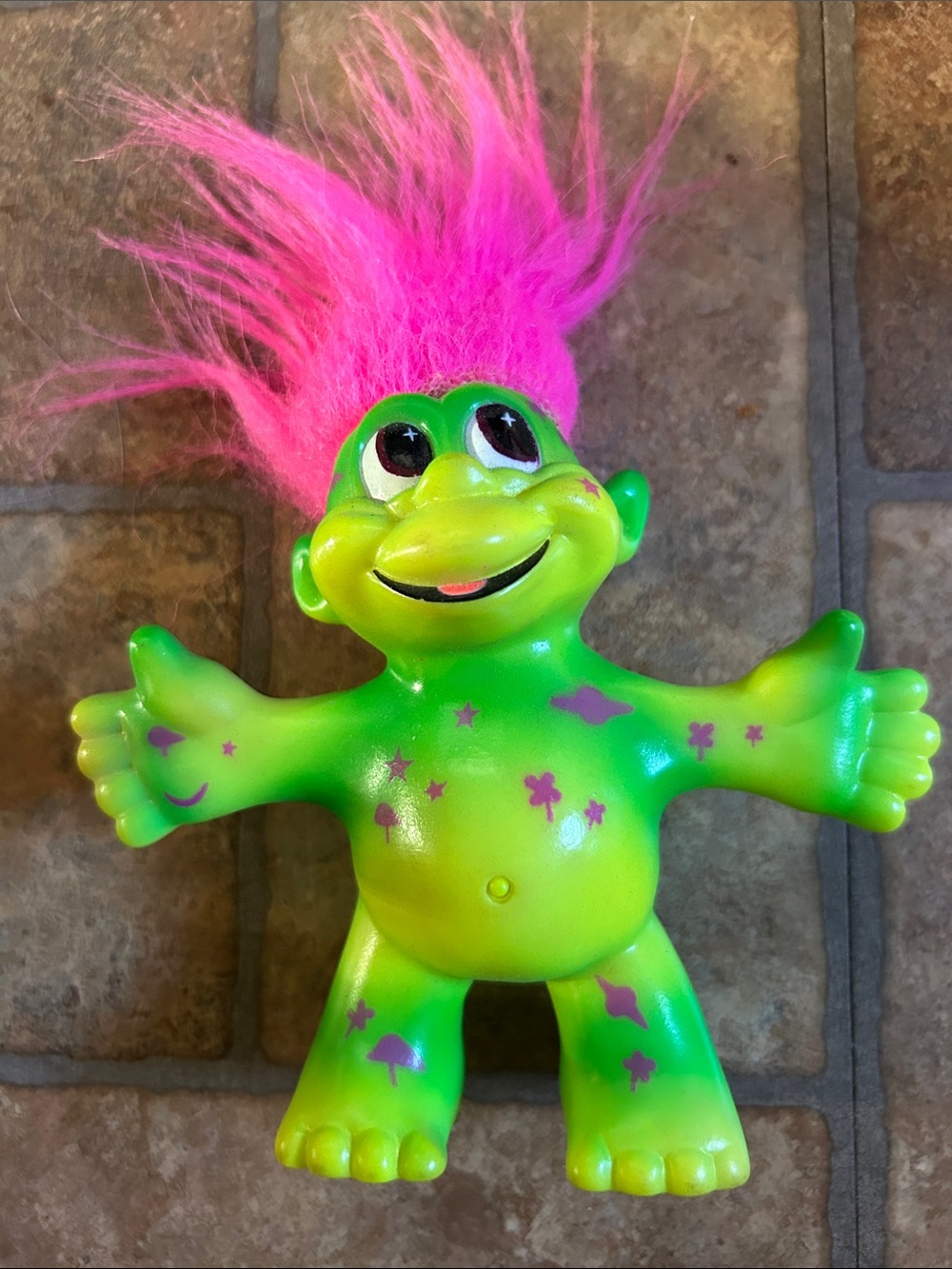 Trolls Neon Green Figure with Hot Pink Hair - TrollsTrools